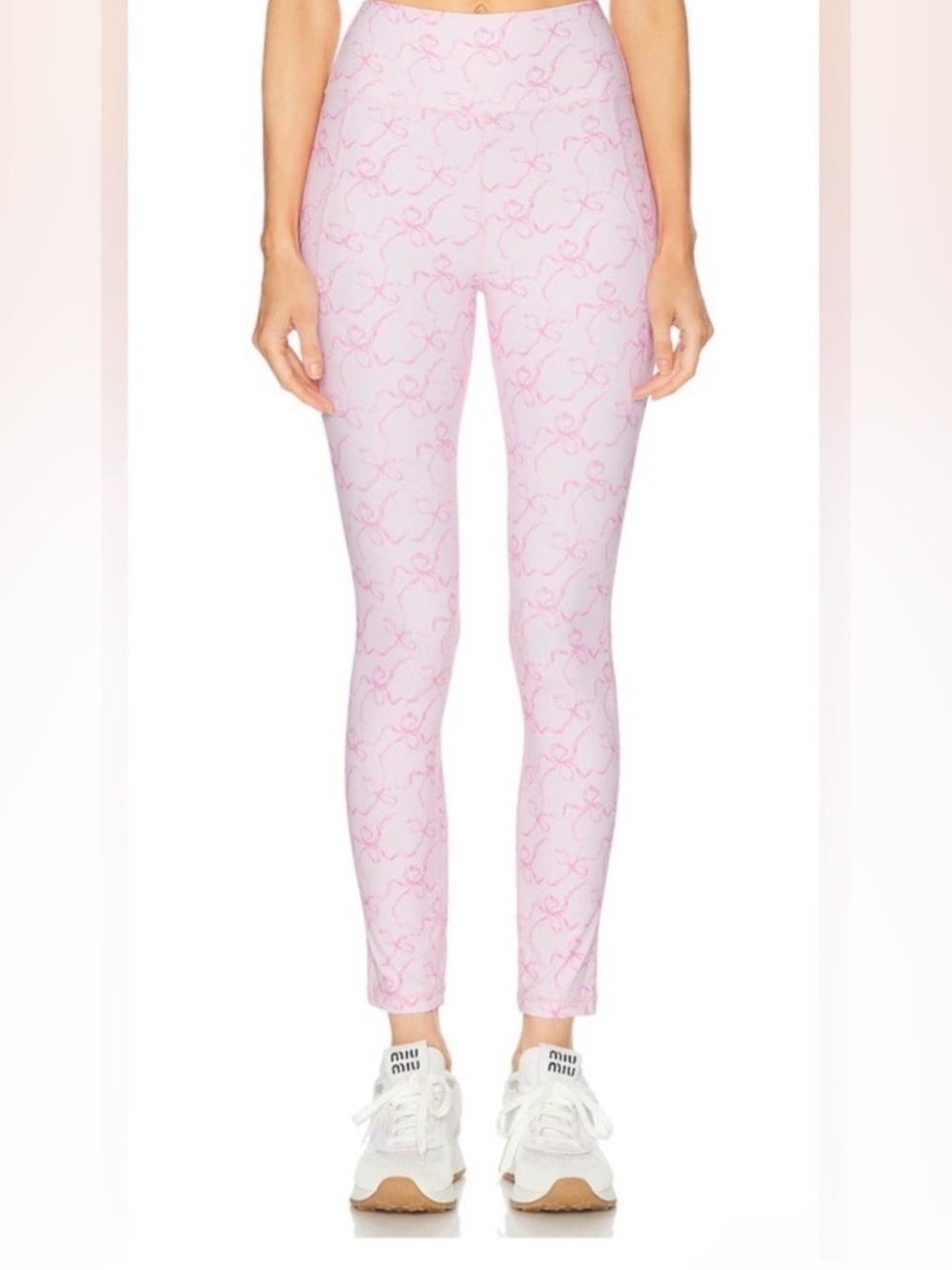 Love Shack Fancy Highland Legging Bow Print Posey Pink Size Small NWT